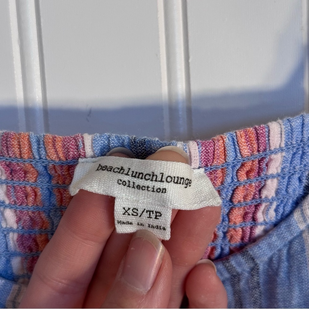 Beachlunchlounge Lana Stripe Linen & Cotton Tiered Stripes Midi Sundress Size XS - Picture 7 of 10